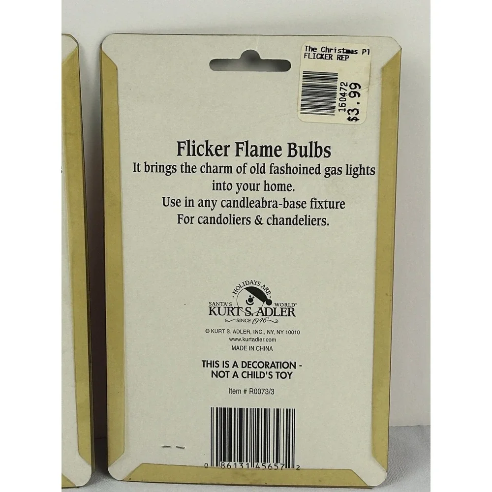 Kurt Adler NOS Flicker Flame Bulbs C7 120V Christmas Candle Lights 6pc Vintage